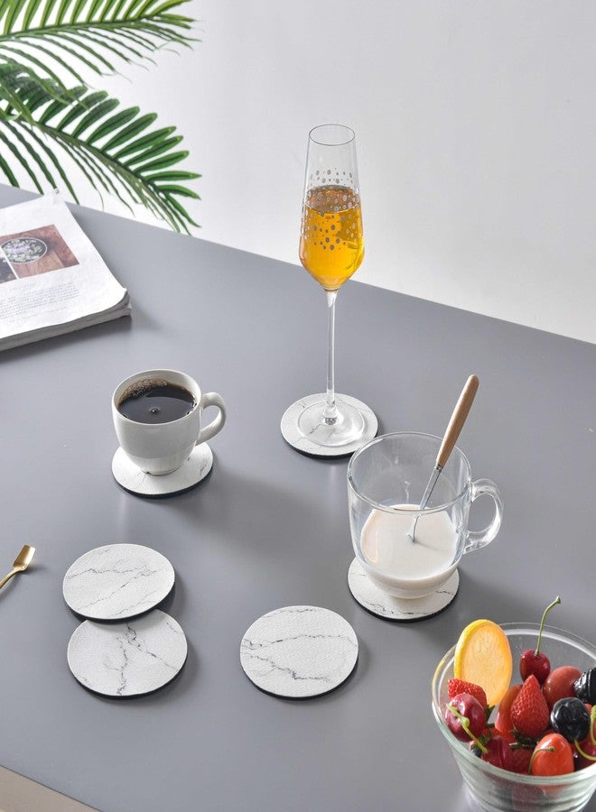 keensoft Coasters for Drinks, Absorbent Coaster Sets of 6, Tabletop Protection Suitable for Kinds of Cups Non-Slip Faux Leather Cup Coasters, 4 Inches, C2 - Image 4